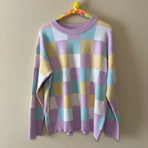 Staccato Purple and Yellow Crew Neck Sweater
